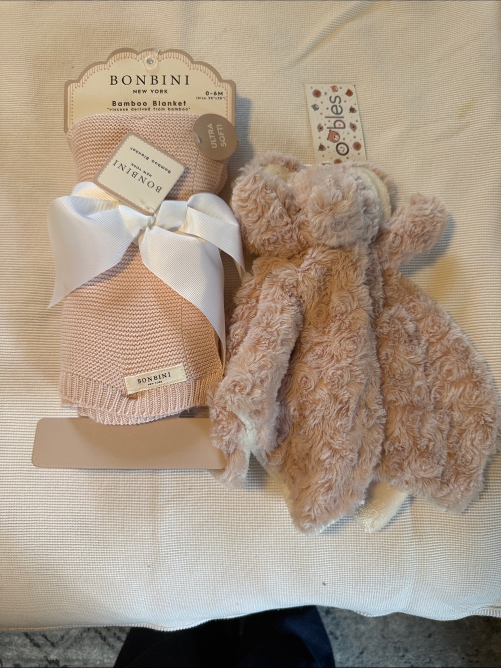 Bonbini Pink Bamboo Baby Blanket with Elephant Plush Lovey